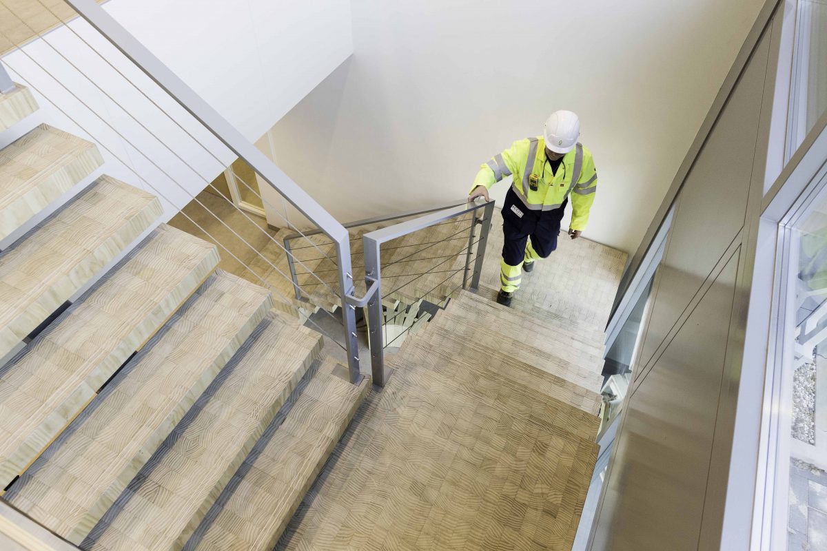 Accsys Arnhem worker Accoya staircase