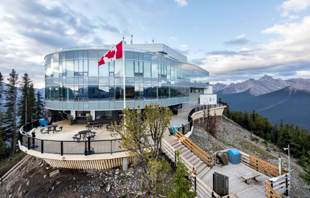 Accoya wood decking provided by UCFP on the Banff Gondola observation deck on Sulphur Mountain, Canada